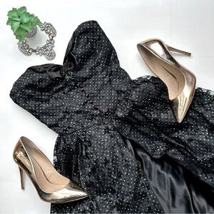 Vintage 80s Flirtations Alfred Angelo Black Tulle Whimsigoth Grunge Fairy Dress